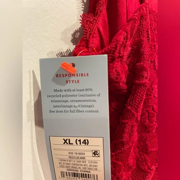 Cat & Jack Girls Tiered Lace Dress Dark Red Size XL(14) NWT - Picture 4 of 5